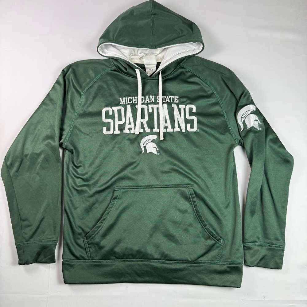 Michigan State Spartans Mens Green Performance Hoodie Size M Knights Apparel